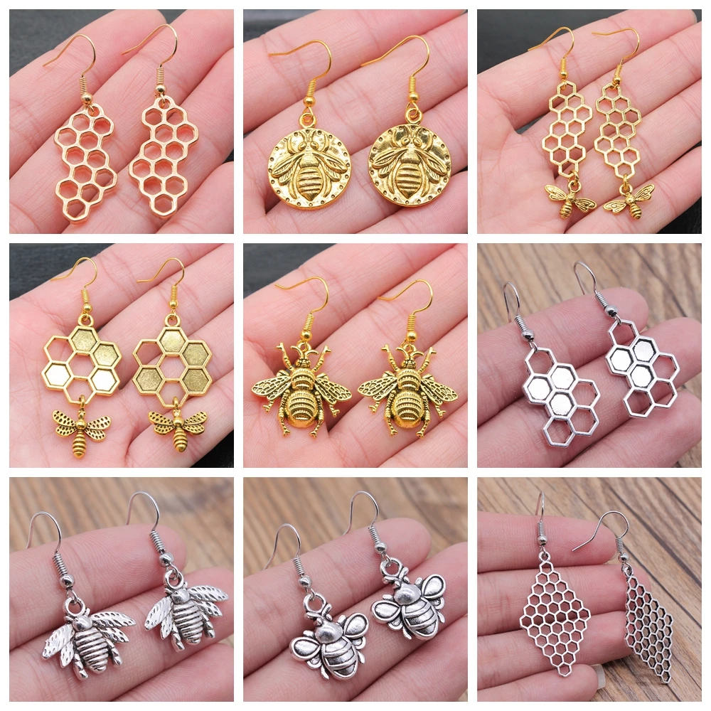 27 Styles Honey Bee Honeycomb Earrings Fashion Temperament Versatile Small Earrings Elegant Ladies Jewelry Dropshipping