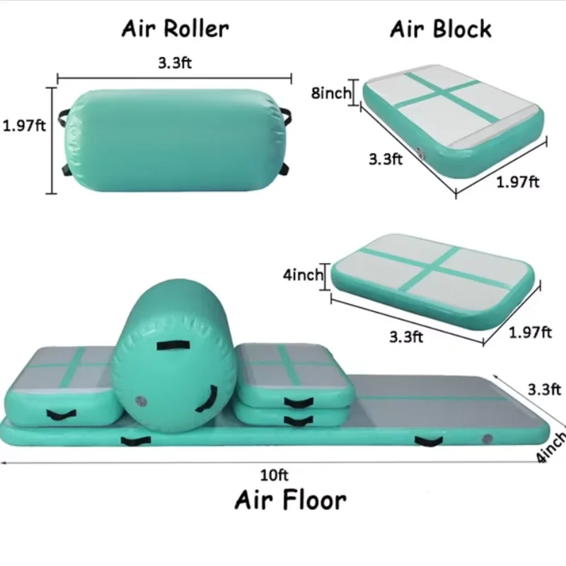 Conjunto de pista de ar inflável colchão de ginástica ginásio tumble pista de ar piso caindo esteira de pista de ar kit de exercício de yoga