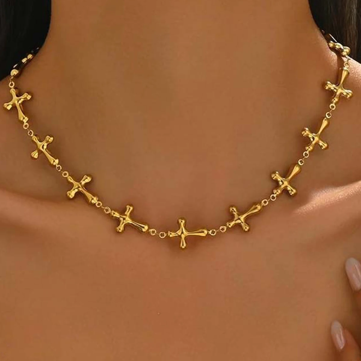 

316L Stainless Steel Cross Chain Necklace for Women Men Jesus Christian Choker Necklaces Clavicle Chain Girls Jewelry Gift