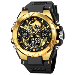 New STRYVE Men's Watch Creative Skull Design Digital-Analog Dual Display Watch Calendar Week Stopwatch Multifunction Watch S8008