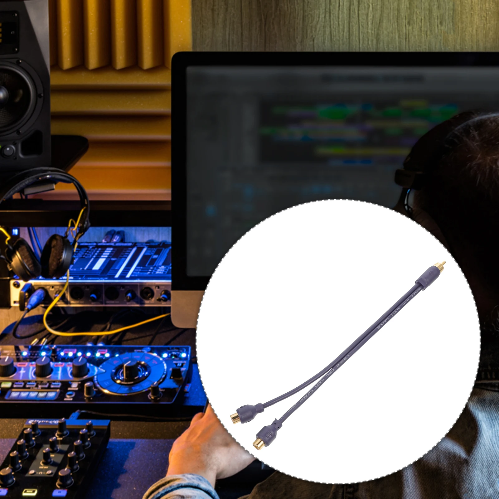 

Pure Copper Car Audio Cable Y Splitter Amplifier Subwoofer Connection Durable PVC Protective Sleeve Stereo Equipment