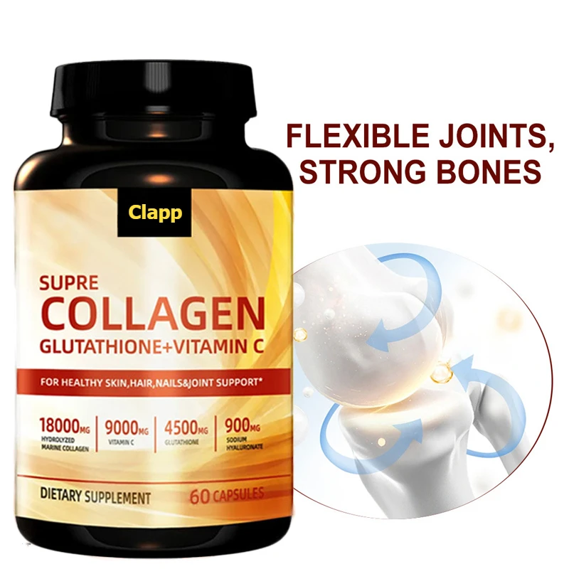 Collagen Peptide Vitamin C Glutathione Hyaluronic Acid - Skin and Nail Beauty Complex Supplement -60 Capsules