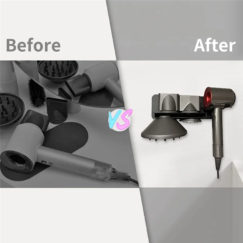 حامل مجفف الشعر الساخن يُعلق على الحائط، حامل مجفف الشعر، رف تخزين لمجفف الشعر دايسون الأسرع من الصوت