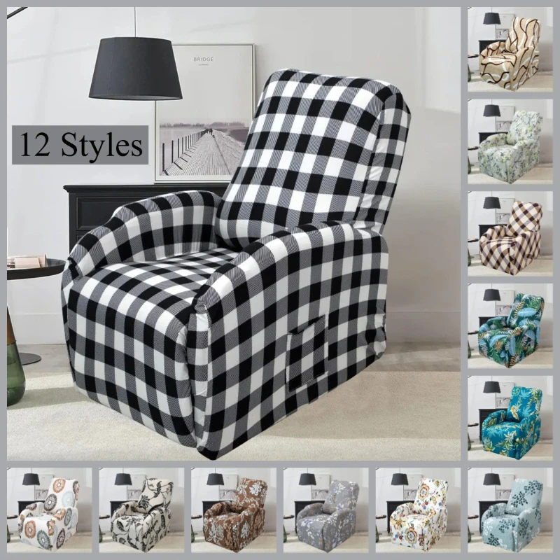 1pc Stretch Printed Single Recliner Sofa Slipcover Removable Washable Full-wrap Non Slip Furniture Protector Living Room Decor