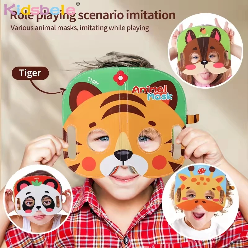 

1pcs Mask Set for Kids Role-Playing Scenario Imitation Cloth Book Toy for Kids Jungle Safari Birthday Classroom Activities Party