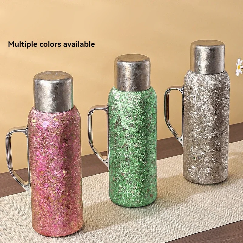 1000ML Pure Titanium Thermal Mug with Handle Large Capacity Insulated Cup Office and Home Tumbler Outdoor Sports Water Bottle