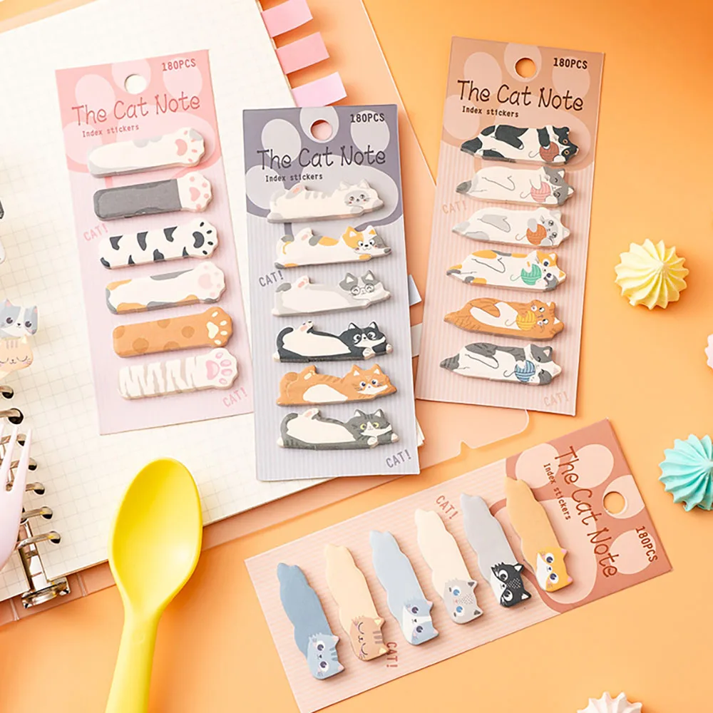 1 Set/180pcs Stationery DIY Leisure Cat Series Cute Paper Memo Pad Sticker Post Sticky Notes Notepad School Office Supplies
