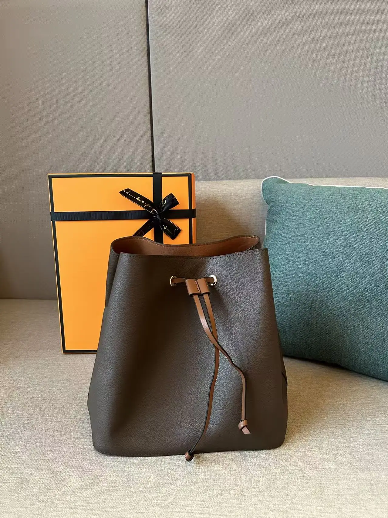 

2025 Luxury Shoulder Bag with Original Logo Women's Large Canvas Bucket Bags Fashion Designer Brand Handbag Adjustable Strap