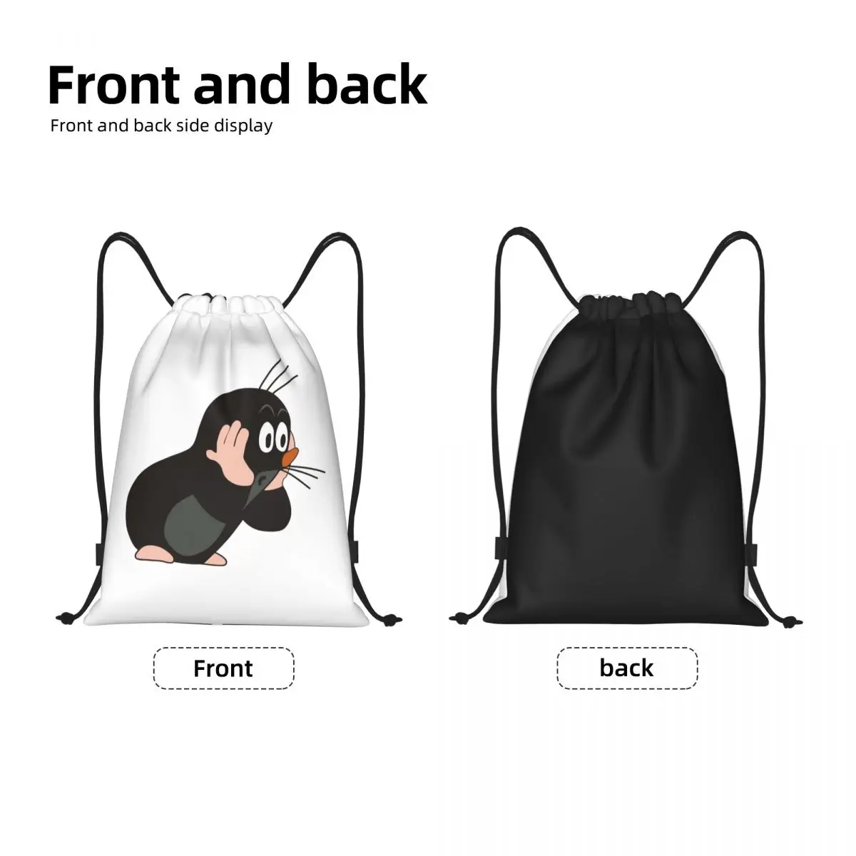 Mole Surprised Drawstring Backpack Sports Gym Bag for Women Men Cartoon Krtek Little Maulwurf Shopping Sackpack