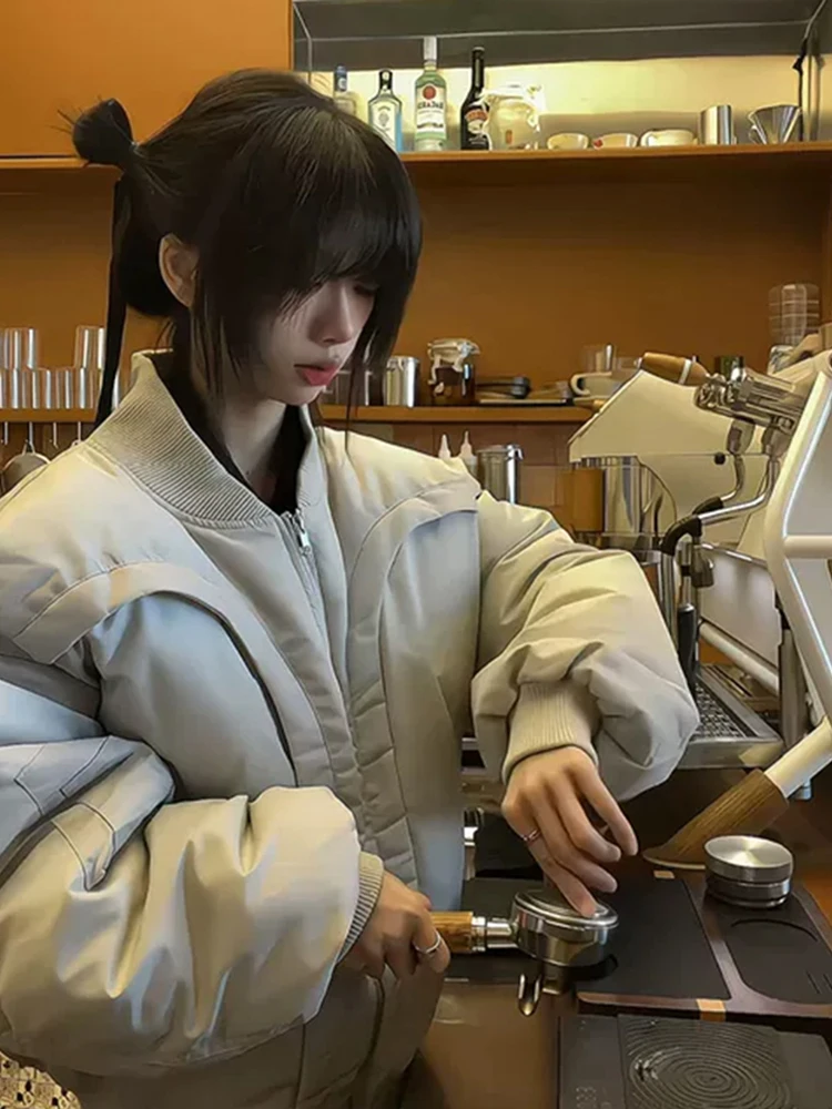 

Youfan Men's Short American Style Pilot Jacket Cotton Coat Cleanfit Arc Baseball Outerwear Casual Loose Fit Winter Coat