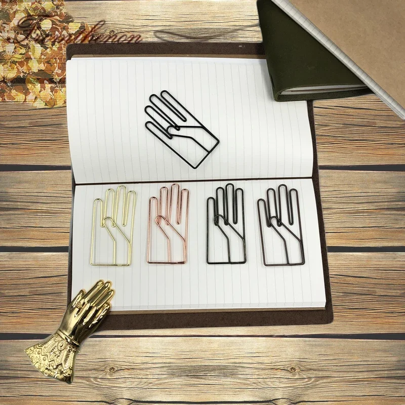 Fromthenon Vintage Hand Shape Paper Clips for Midori Travel Journal Accessories Large PaperClips Bookmark Decorative Stationery