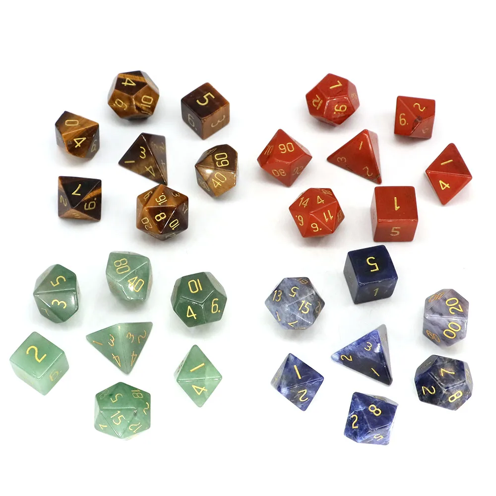 Polyhedral Dice 7 Stones Set Natural Crystal Healing Gems For Witchcraft Dungeon and Dragons Board Game Energy Chakra Home Decor