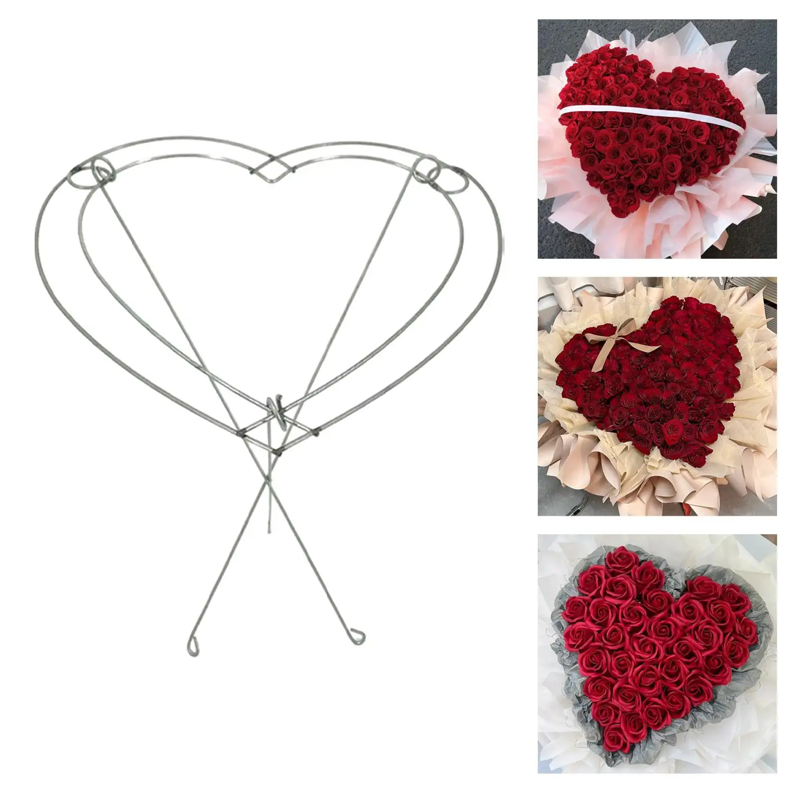 Heart Shaped Floral Arranger Holder Iron Flower Frog for Bouquet Making Stable Flower Arranging Tool