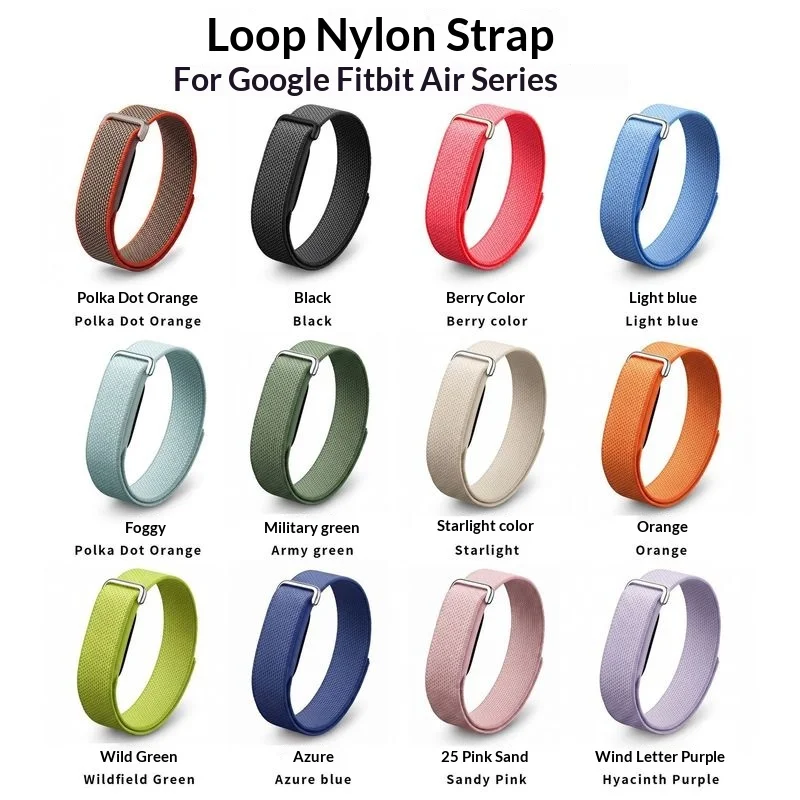 NEW For Google Fitbit Air Nylon Watch Strap Magic Tape Strap Loop Wristband Sport Nylon Braided Watch Strap Holiday Gift