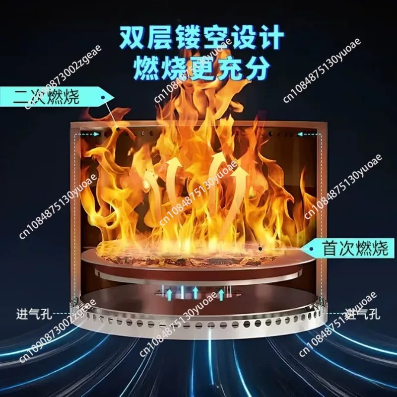 Outdoor Camping Stove Secondary Burning Smokeless Stove Yard Barbecue Stainless Steel Stove
