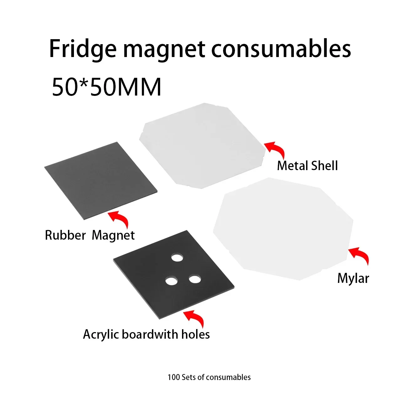 63.5mm Refrigerator Raw Fridge Magnet Material,50*50mm 80*53mm Rectangle Fridge Square Magnet Materials,magnet Making Materials