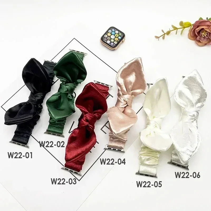 Women Scrunchie Elastic Strap for Apple Watch Band 41mm 40mm 44mm 45mm 38/42mm Belt for IWatch 5 6 7 8 SE 4 Butterfly Bracelet