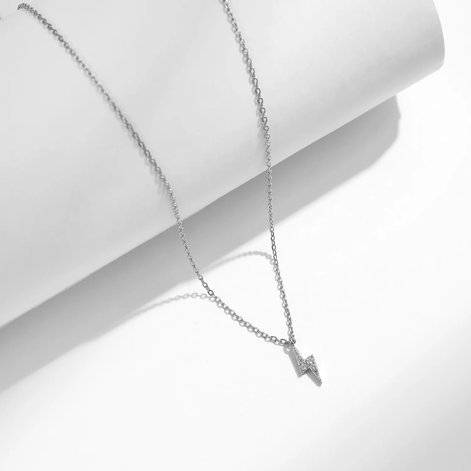 

MODIAN 925 Sterling Silver Simple Lightning Pendant Necklace Stackable Trendy Neck Chain For Women Girls Party Fine Jewelry Gift