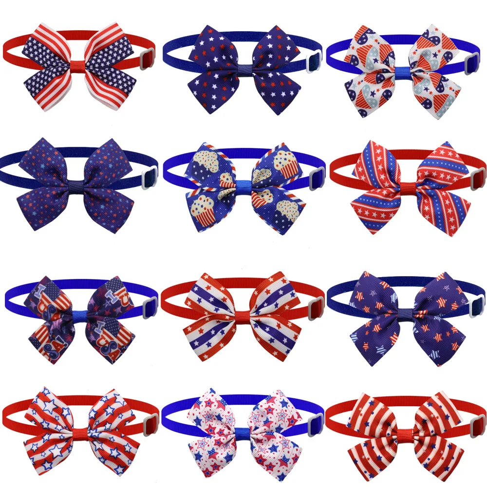 

50/100 Pcs 4th of July Pet Dog Grooming Accessories American Independence Day Puppy Dog Cat Bow Ties Necktie Pet Supplies Tie