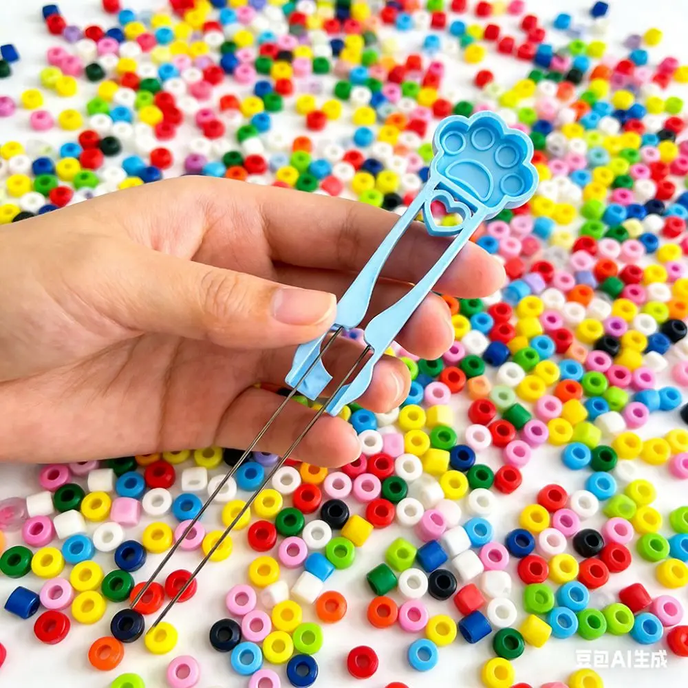Hoogwaardige bonen Fusion Beans Pen Multifunctionele dubbele naalden Perler Bead Tweezer Handgemaakt Educatief