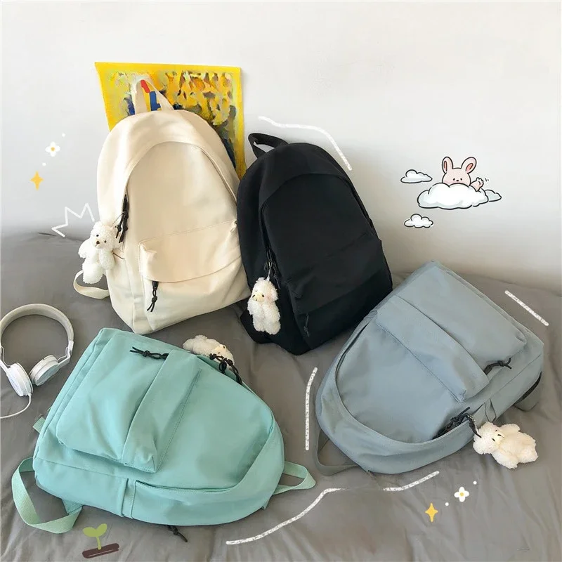 Fashion Backpack Canvas Women Backpack Solid Color Travel Backpack  New School Book Bag for Student Girls Boys School Backapck