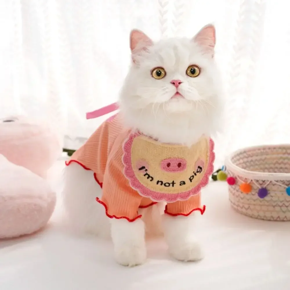 Cartoon Embroidery Pet Knitting Bibs Cat Supplies Washable Collar with Elastic Laces Dog Cat Saliva Towel Kitten Accessories