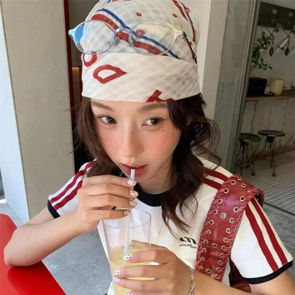 

Headwear Y2K Leopard Print Hair Scarf Hip Hop Spicy Girl Punk Bandana Turban Letter Small Square Scarf Girls