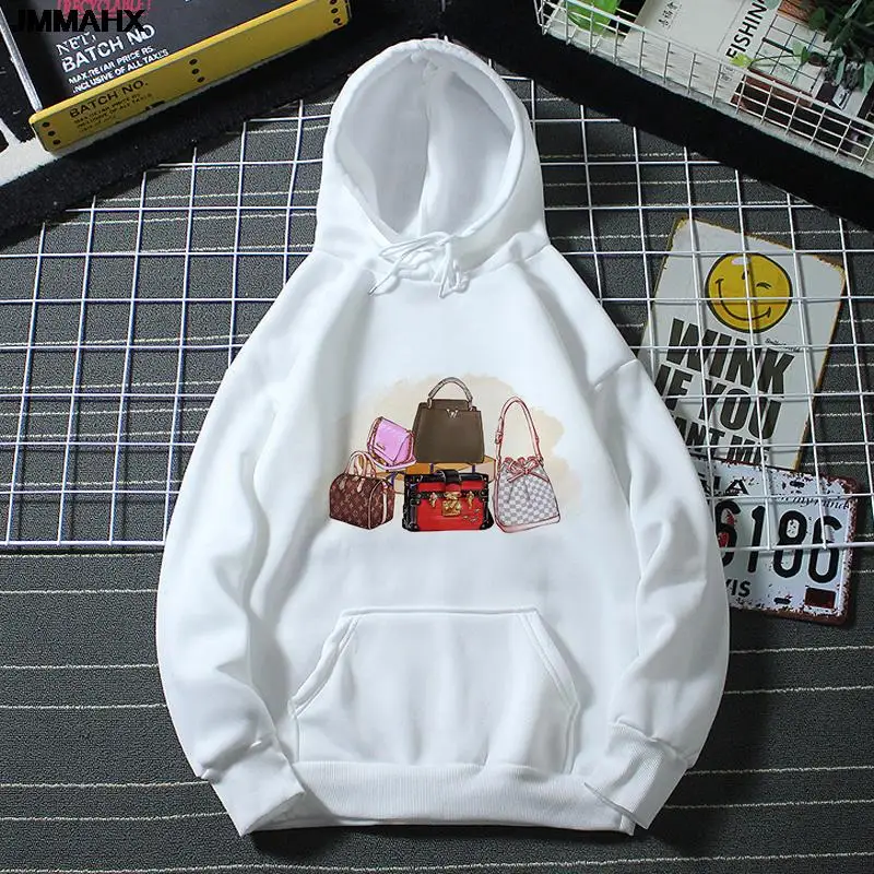 Harajuku Trend Graphic Print Women\'s Hoodie Casual White Ladies Tops Sweatshirt Fashion Streetwear Gothic Female Hooded Pullover