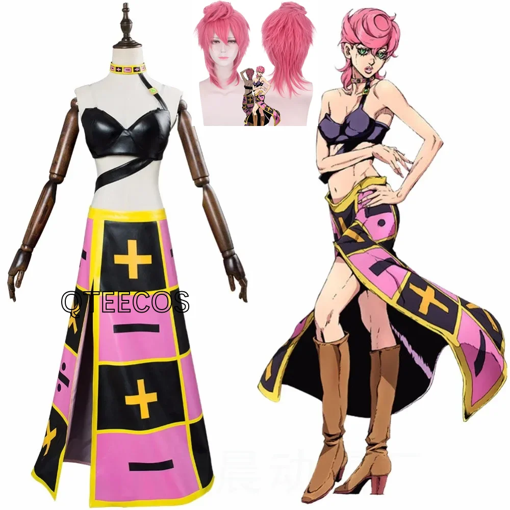 

Костюм для косплея Триш Уны, розовый парик, аниме Jojo Bizarre, карнавальное нижнее белье, платье, униформа на Хэллоуин