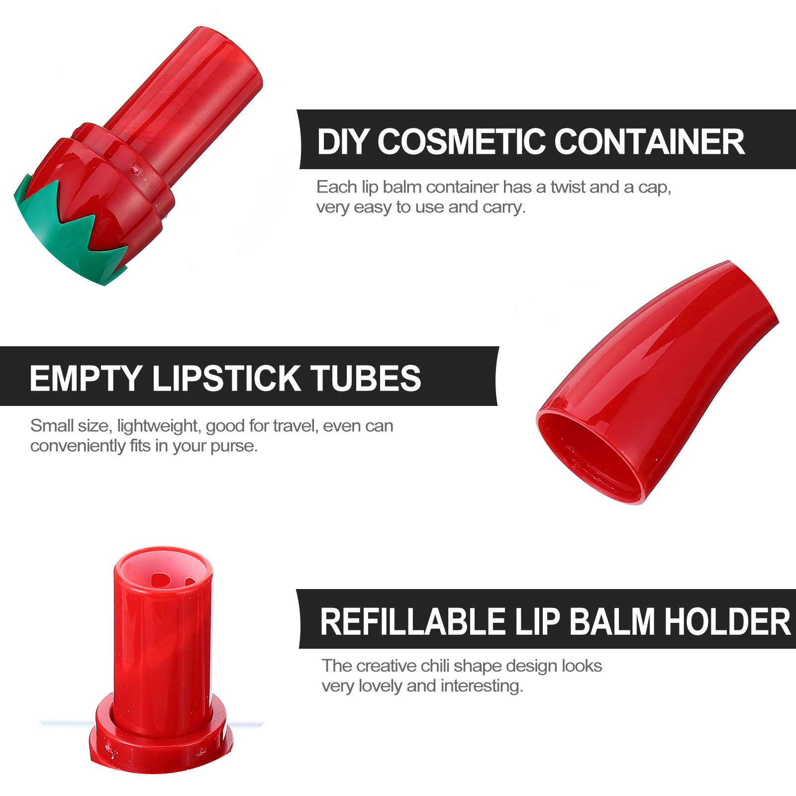 

12Pcs DIY Lip Gloss Tube Empty Lip Balm Bottle Mini Container for Homemade Lipstick Craft Lightweight Portable Red