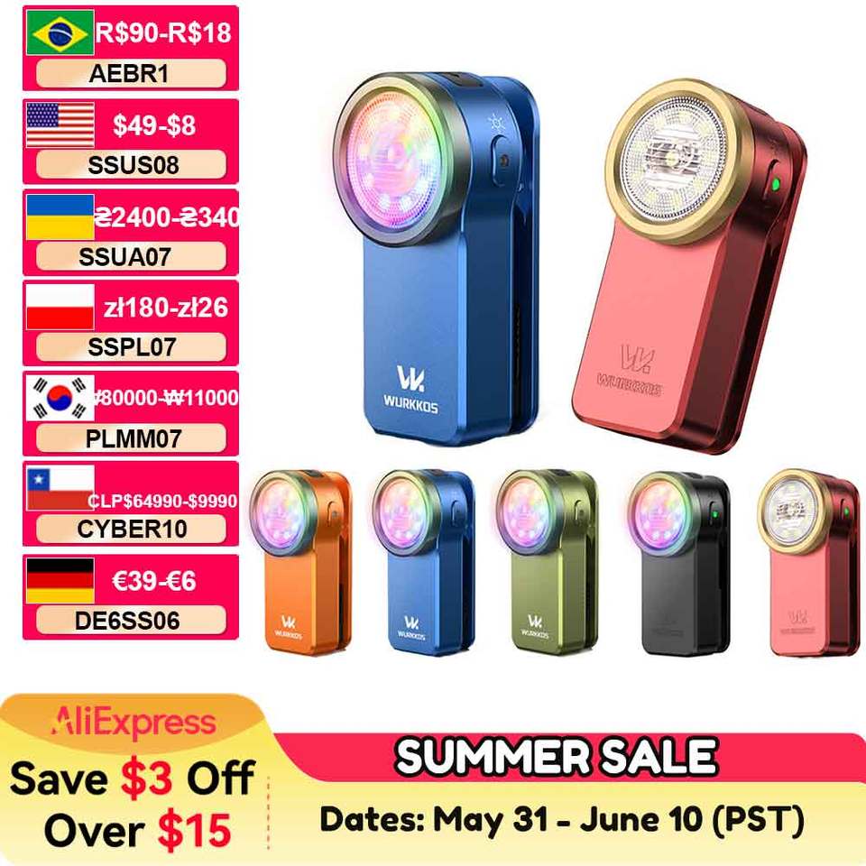  Wurkkos HD03 680LM Mini Clip Light USB Rechargeable Pocket Flashlight Spotlight/Floodlight Portable RGB Torch with Magnet 