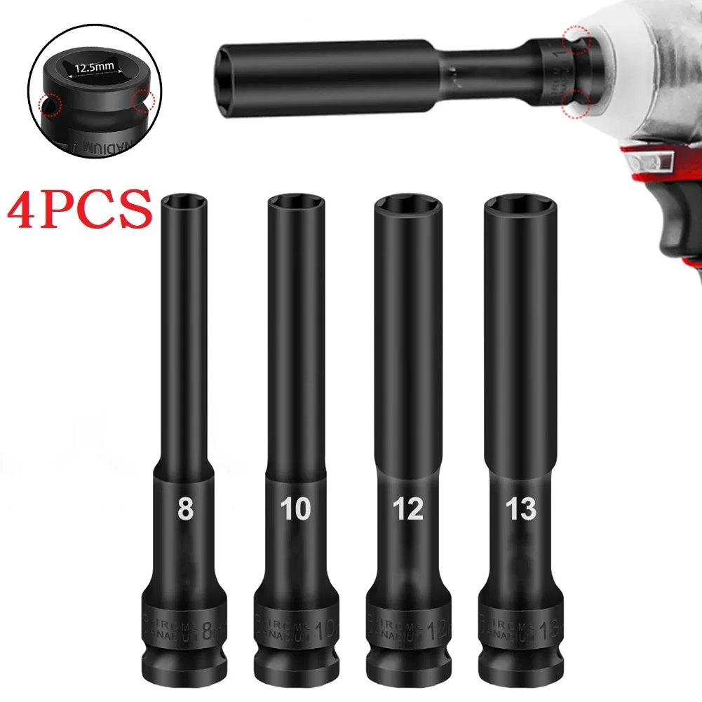 

4pcs 1/2 Drive Socket Impact Wrench Hex Socket Head Adapter Spanner Converter For AC Electric Wrench Air Tool 8-13mm