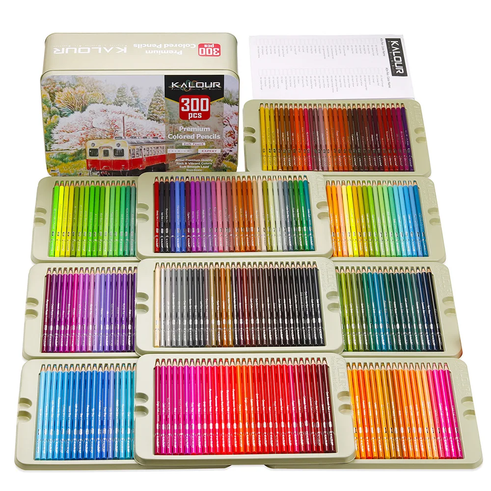 lapis coloridos para livros de colorir adultos nucleo macio 300 cores esbocando lapis de desenho artesanato suprimentos 01