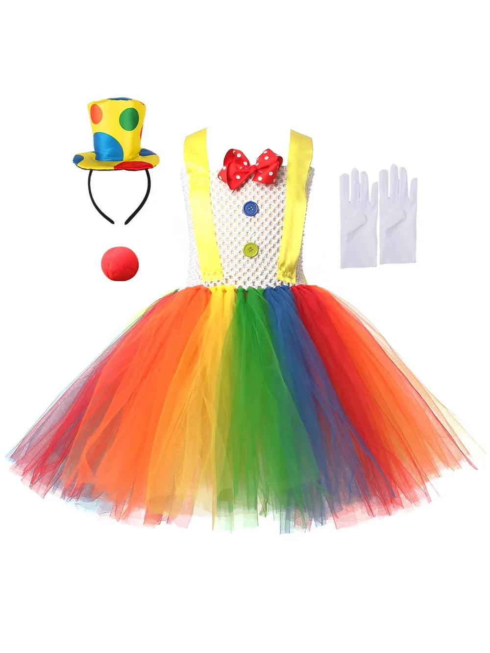 Costume de Clown de cirque arc-en-ciel pour filles, robe Tutu d'halloween Joker drôle pour enfants, tenue de fête d'anniversaire et de carnaval, vêtements pour enfants