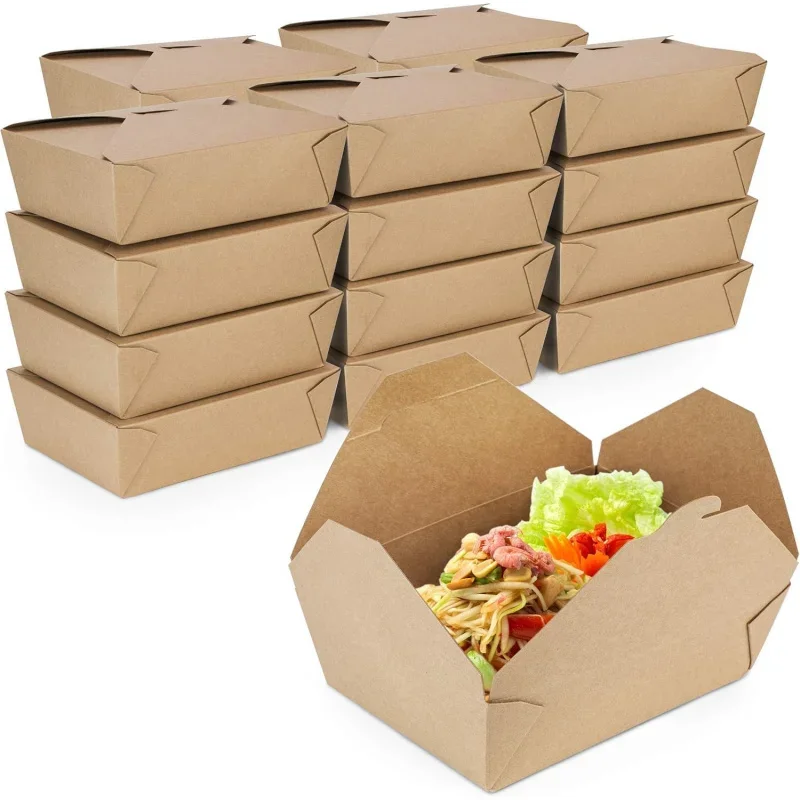 200 76 oz Disposable Take Out Microwaveable Kraft Paper To Go Boxes Food To Go Containers Takeout Containers Leakproof