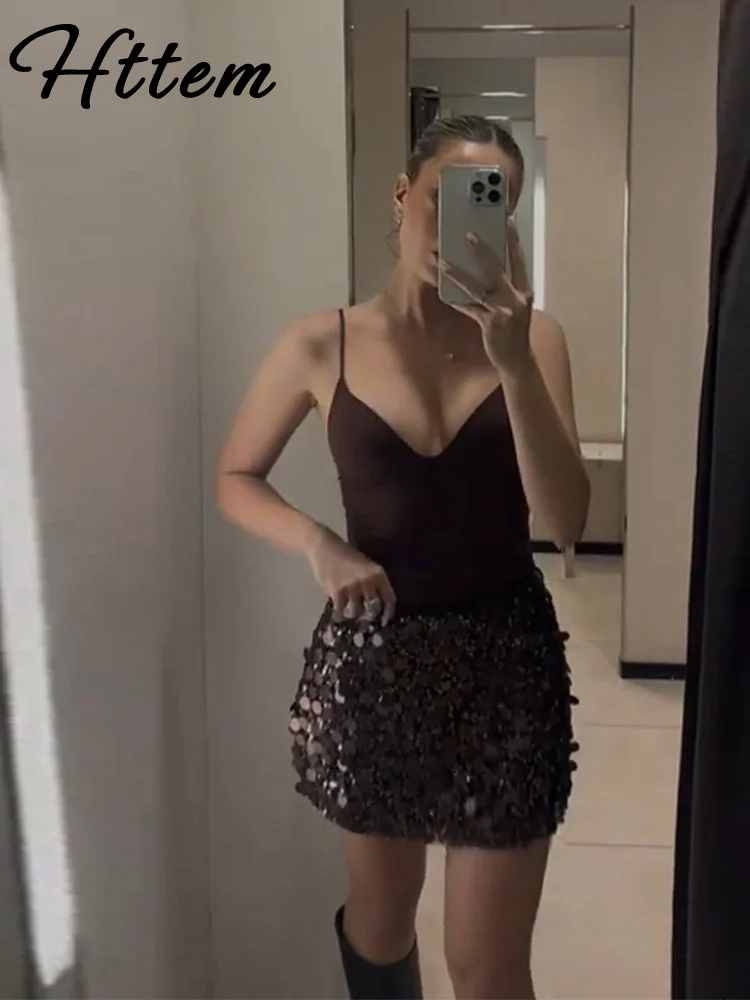 تنورة نسائية صغيرة مثيرة براق موضة عالية الخصر على شكل حرف a تنانير نسائية للنوادي والحفلات 2025 ملابس شتوية للسيدات ملابس جديدة