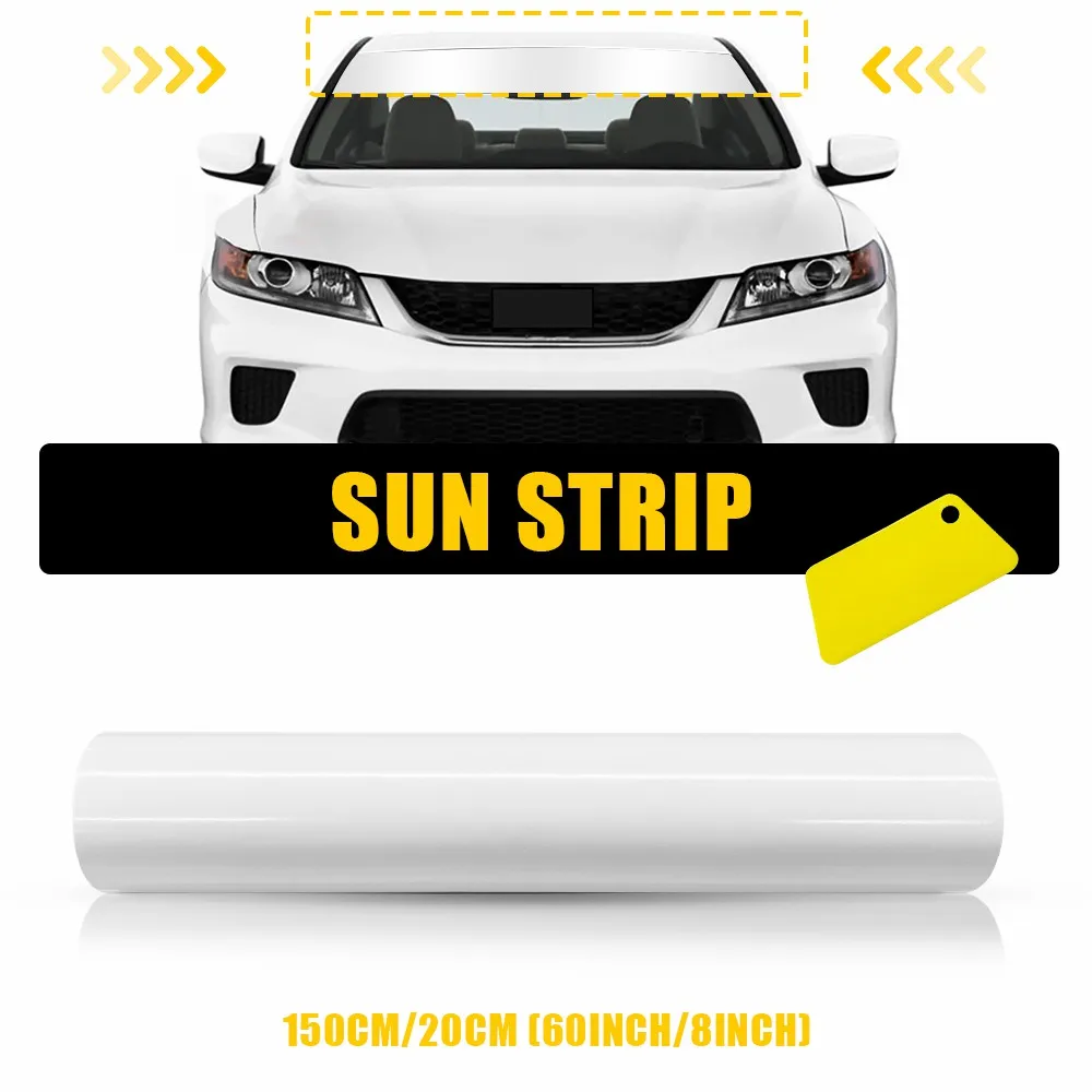 

1Pcs Front Car Windshield Sun Visor Vinyl Decal Strip Film Banner Blank Sticker 60*8inch White Black Red Matte Black Accessories
