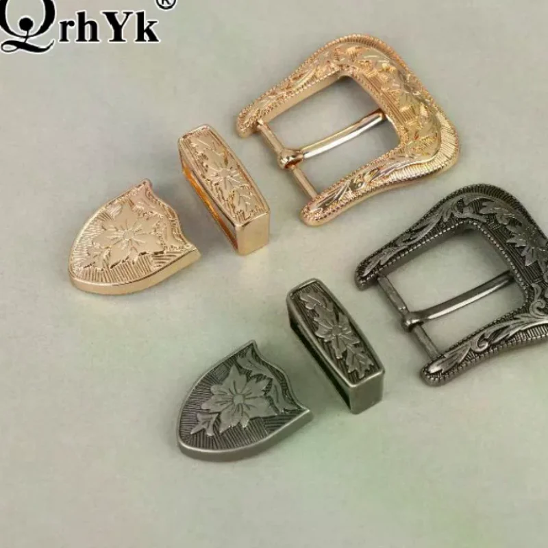 Vintage European & American Style Metal Belt Buckle Floral Engraved Pin Buckle Classic Retro Waistband Clasp​