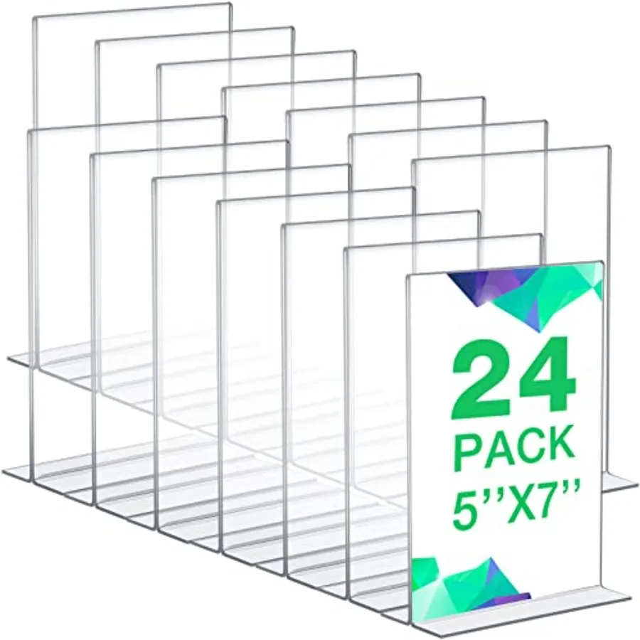 

Amyhill 2 Pack Acrylic Sign Holder Plastic Standing Frame Clear Table Menu Double Sided T Shape Poster Acrylic Frame for Weddin