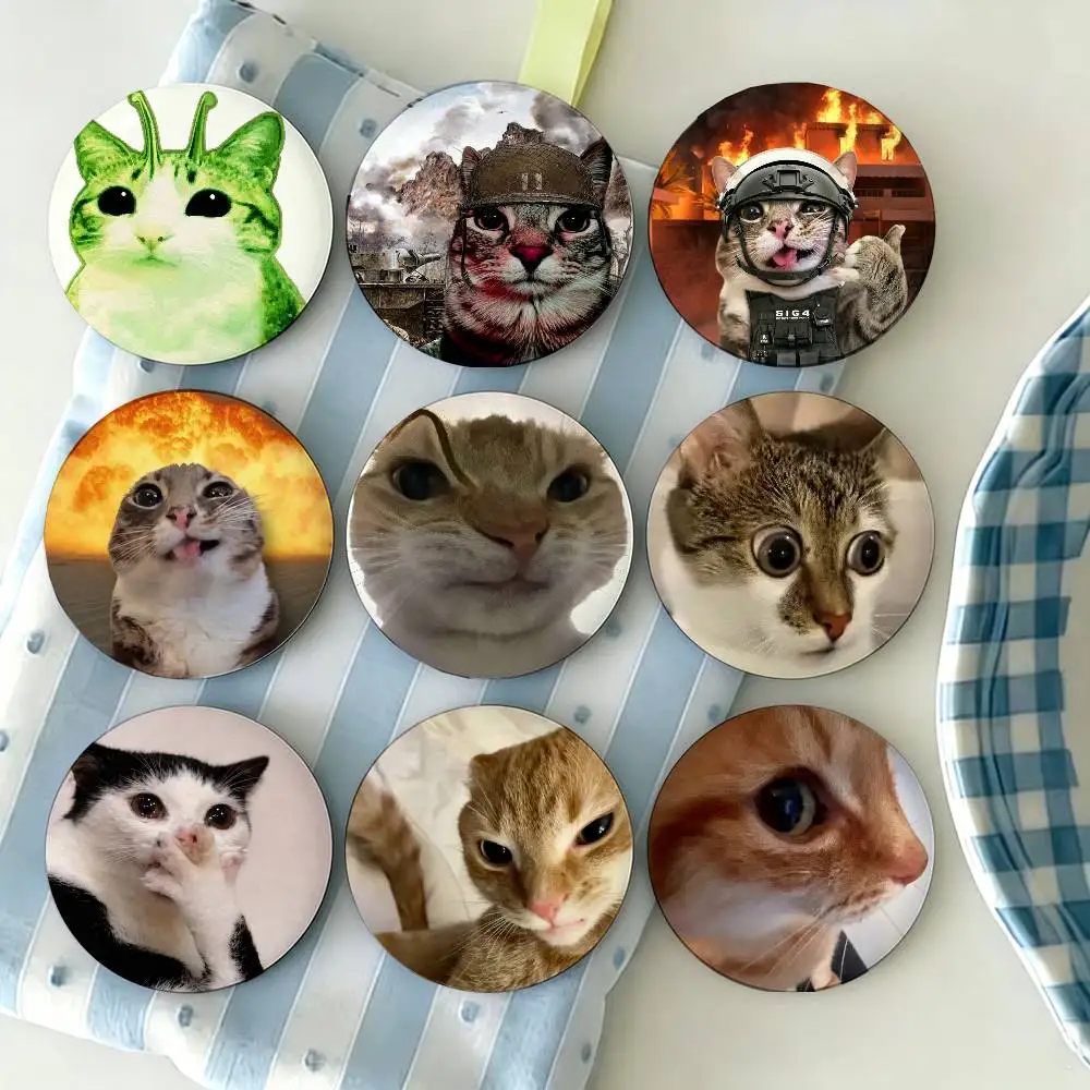 

cute Cat Thousand Yard Stare Meme Badges Creative Tinplate Button PinsBrooch Badge Clothes Backpack