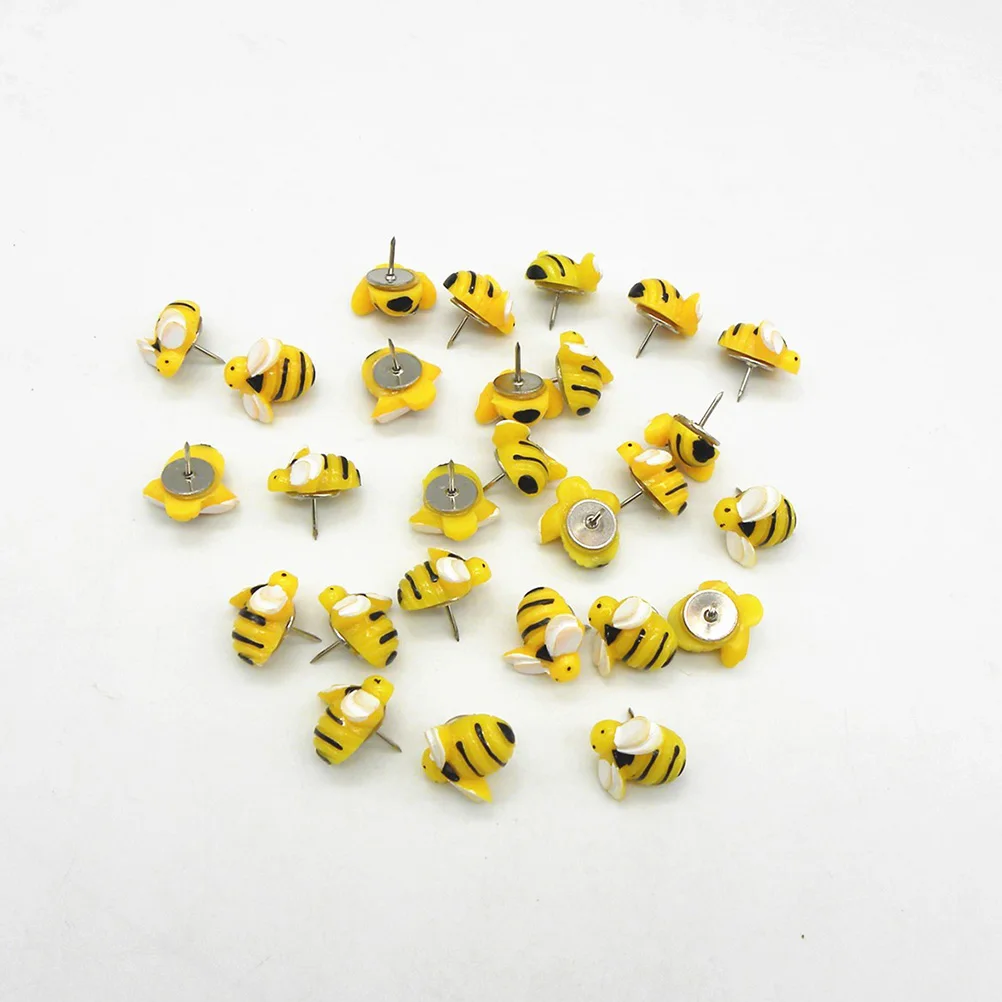 

30Pcs Bee Cartoon Thumbtacks Pushpins for Office School Bulletin Boards Cork Board Decorative Paper Brads