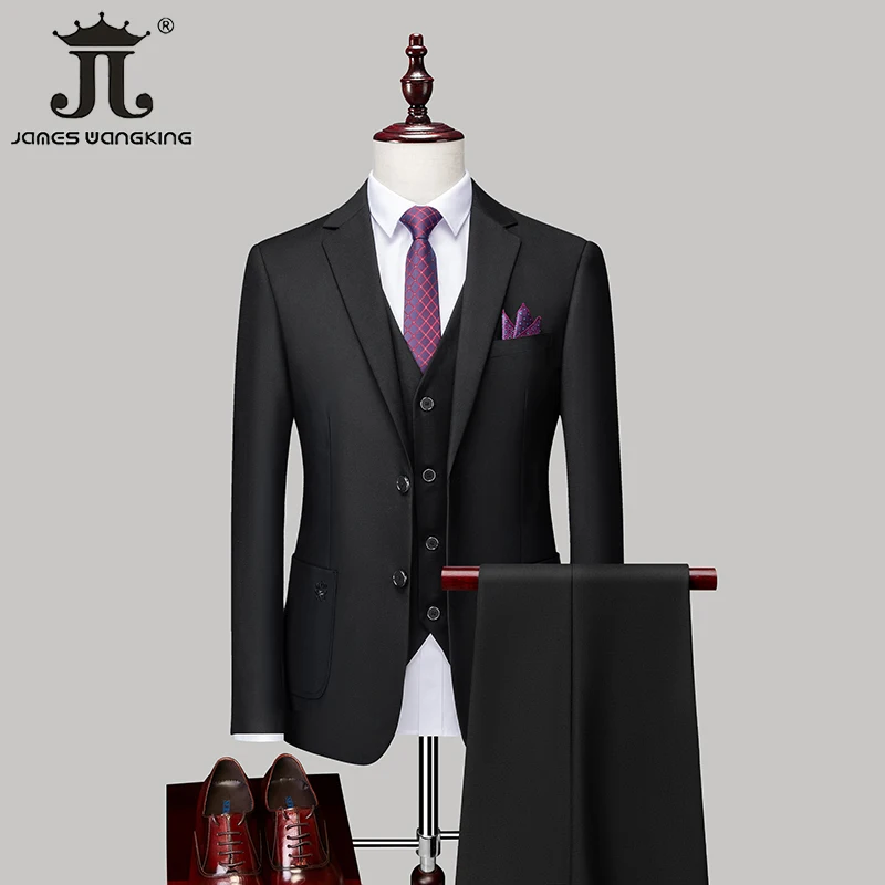 (Blazer + gilet + pantaloni) abito da sposa sposo tinta unita ricamo abito da uomo 3Pce Gentleman Prom Party Slim Fit smoking abito formale