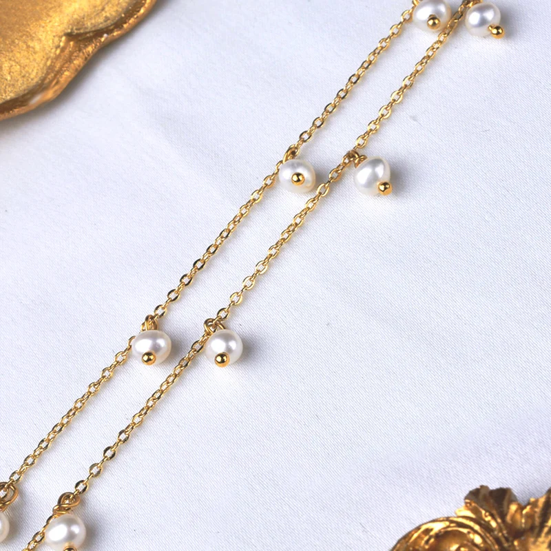 NYMPH غرامة مجوهرات لؤلؤ المياه العذبة الطبيعية الخصر سلسلة اليدوية حقيقية 14K حقن الذهب هدية للنساء Y10013 #6