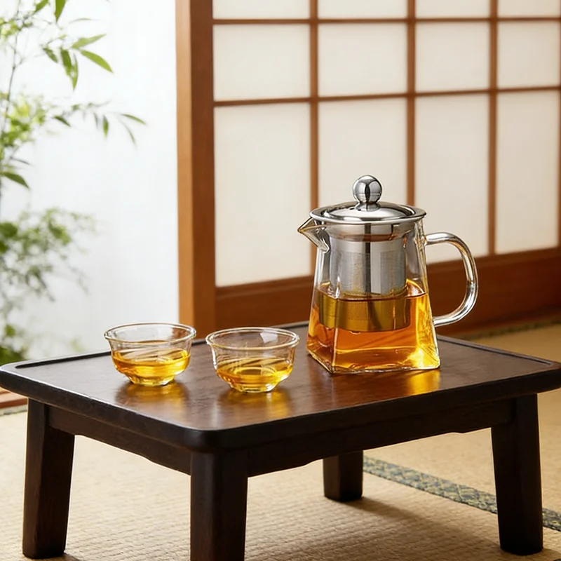 Heat-Resistant Glass Teapot with Built-in Infuser, Vintage Samovar Style Tea Set Kettle for Home, Kitchen, Dining & Bar