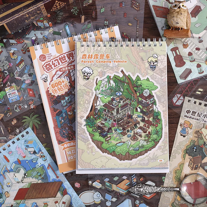 

Kawaii Garden Party 3D Puzzling World Landscape Sticker book DIY Pocket Cabin Scene festival gift