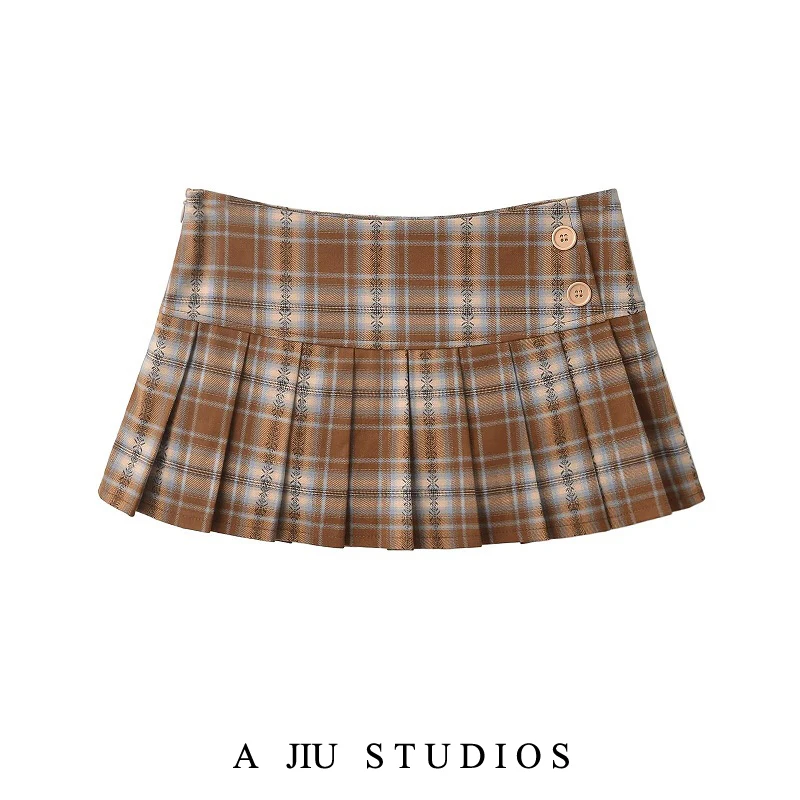 

Юбка в американском стиле ретро, женская школьная юбка с узором JK, плиссированная юбка с низкой талией, антилегкая юбка трапециевидной формы f-длины