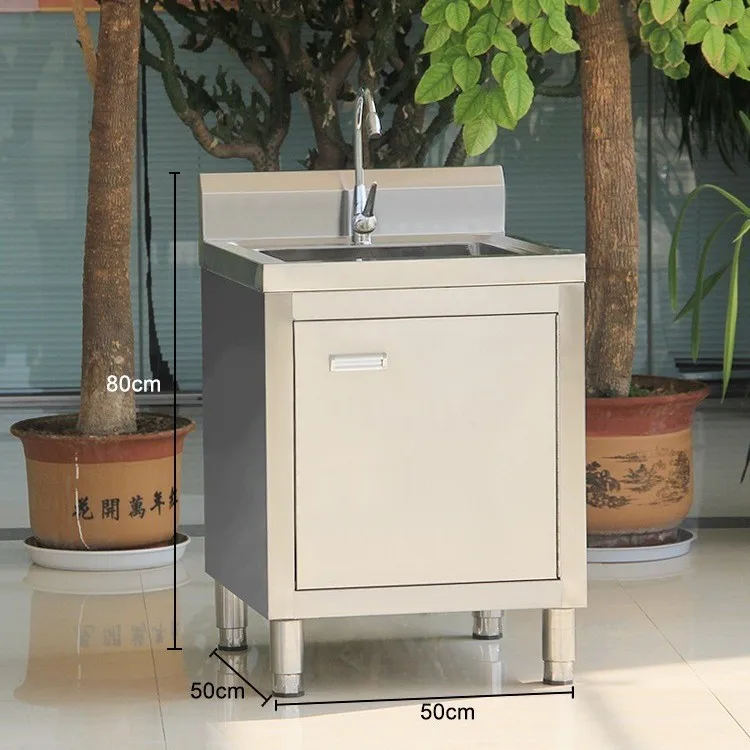 Commercial Double Pool Drain Bench Stainless Steel Pool Sink Cabinet Double Star Vegetable Sink Hand Dishwasher Operator