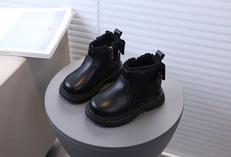 Herbst Mädchen Stiefeletten mit Rückenschleife Kinder Kurzstiefel Weiche Sohle 2026 Neue Mädchen Prinzessinnen-Lederstiefel mit Seitenreißverschluss – Detail 15