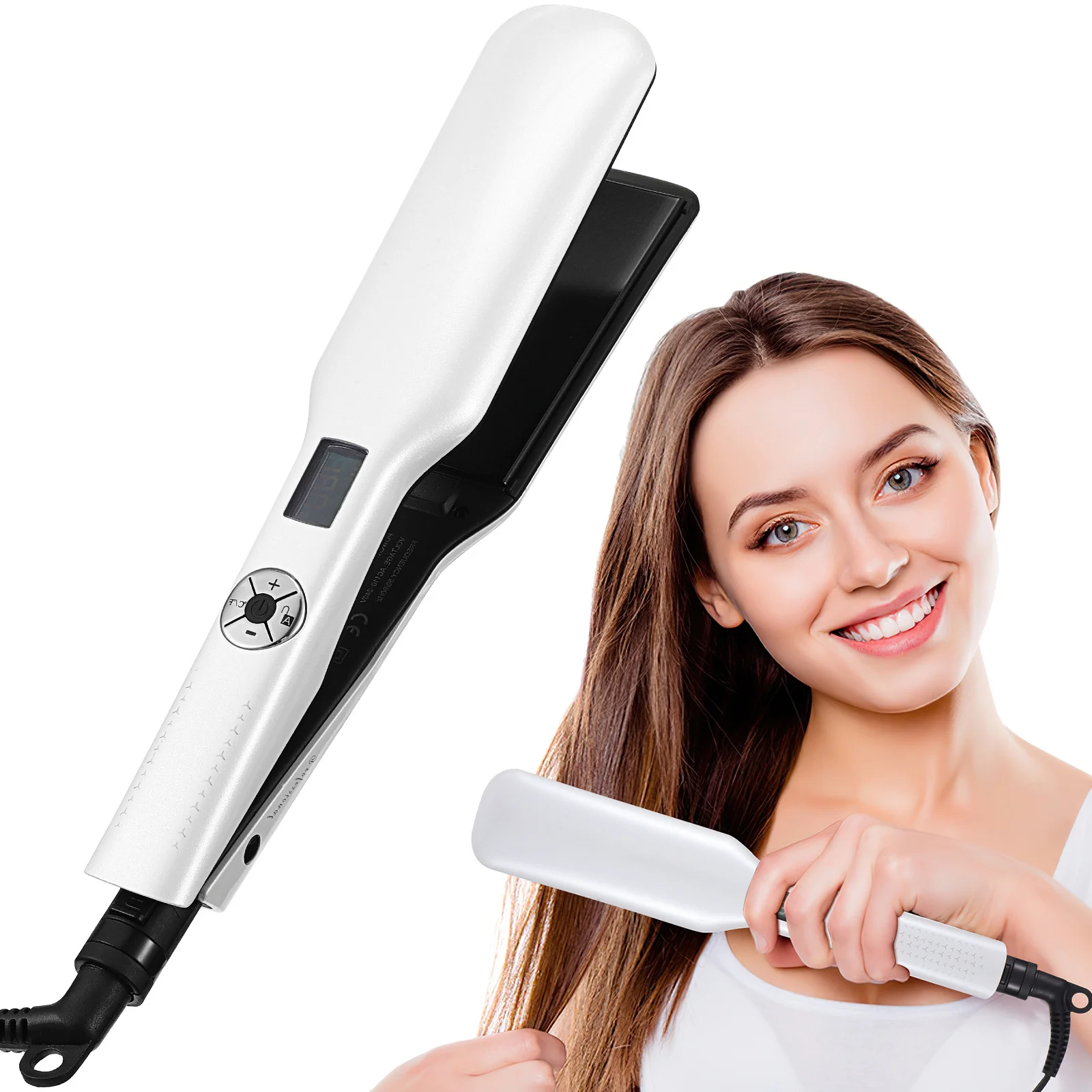 

Hair Straightener and Curler Flat Iron Styling Tool Us Plug Ceramic Ptc Heating Long Cord Durable Hair Straightener