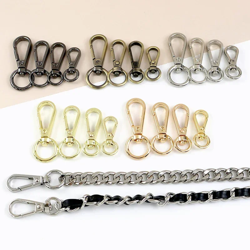 50Pcs 8/10/13mm Metal Bag Strap Buckle KeyChain Swivel O-ring Snap Hook Mini Carabiner Lobster Clasp Trigger Clip Clamp Hardware